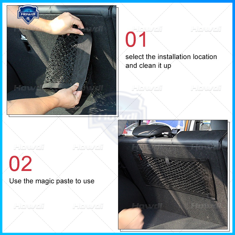 Magic Tape Car Trunk Seat Back Mesh Kantong Elastis Tas Penyimpanan