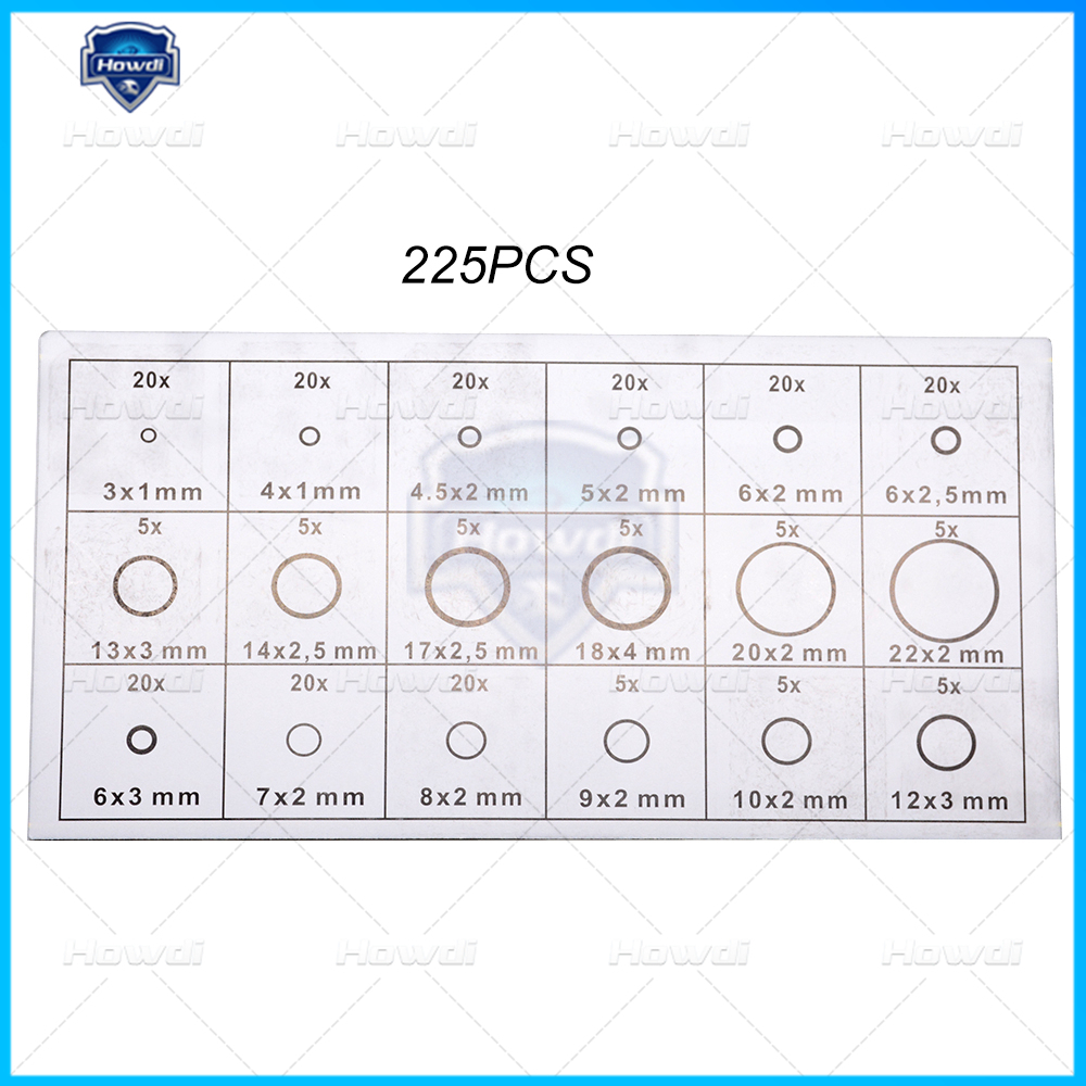 225pcs Ring O Karet Assortment Washer Gasket Sealing O-Ring Kit