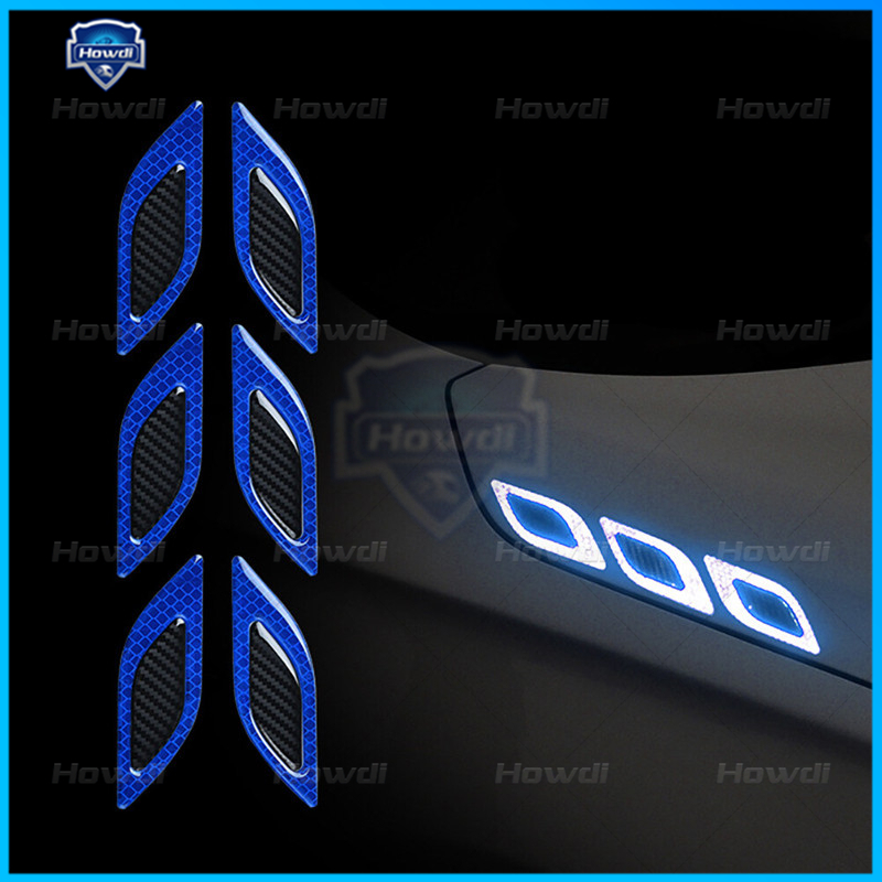 6 Pcs 3D Mobil Styling Reflektif Serat Karbon Bumper Strip Tape Peringatan Keselamatan Aman Reflektor Stiker