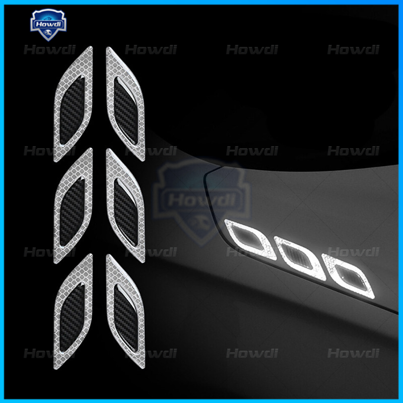 6 Pcs 3D Mobil Styling Reflektif Serat Karbon Bumper Strip Tape Peringatan Keselamatan Aman Reflektor Stiker