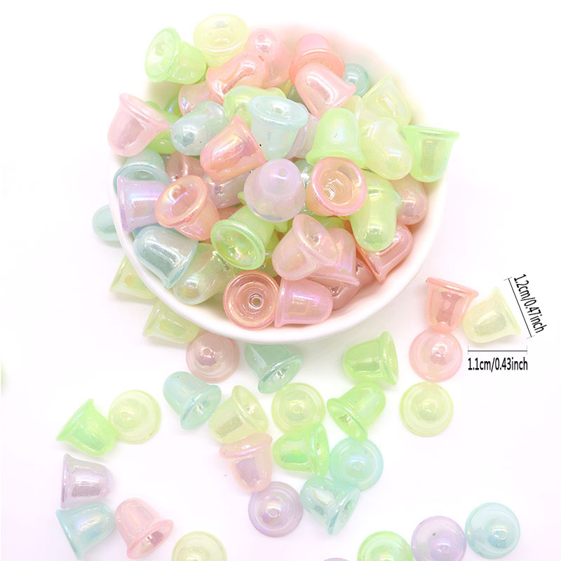 20 Pcs Manik-Manik Akrilik Bulat Warna-Warni Topi Spacer Manik-Manik Handmade Kalung Gelang DIY Membuat Perhiasan Aksesoris