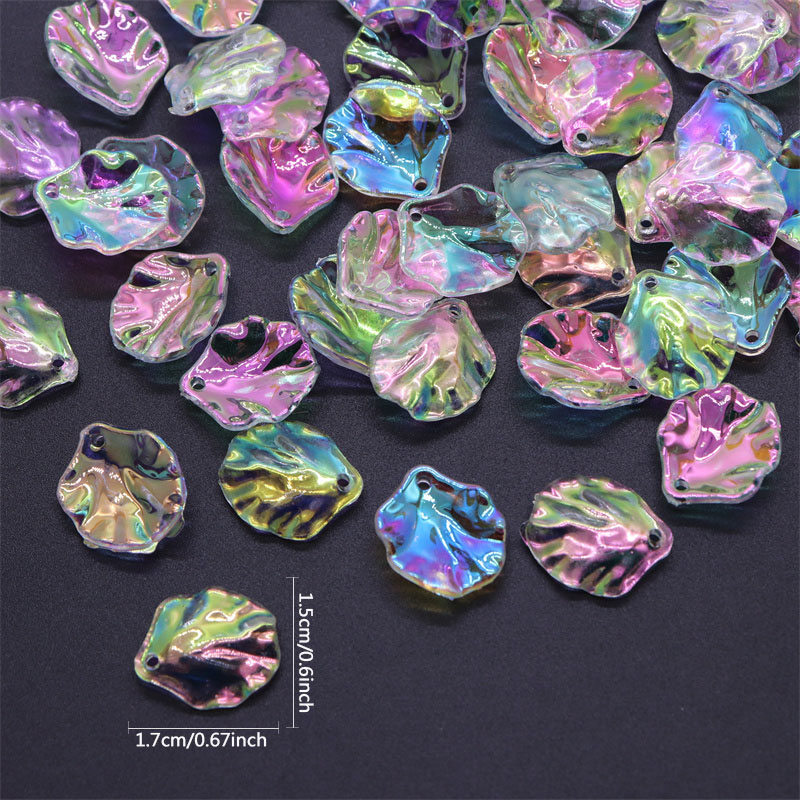 20pcs Manik-Manik Akrilik Transparan Pesona Berkilau Kelopak Dan Daun Perhiasan Liontin DIY Kalung Anting Liontin Membuat Perhiasan