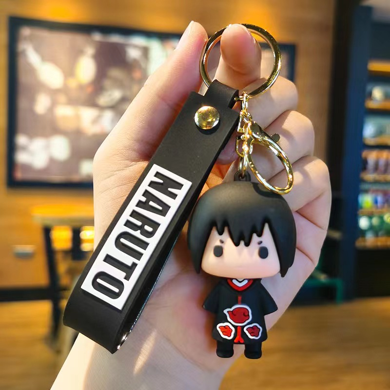 Anime Naruto Action Figure Model Gantungan Kunci Aksesoris Kartun Akatsuki Uchiha Itachi Barang Keren Model Mainan Keychain Liontin