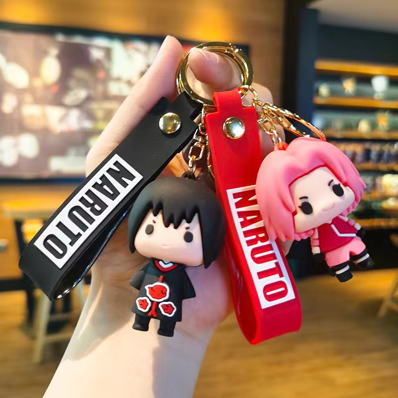 Anime Naruto Action Figure Model Gantungan Kunci Aksesoris Kartun Akatsuki Uchiha Itachi Barang Keren Model Mainan Keychain Liontin