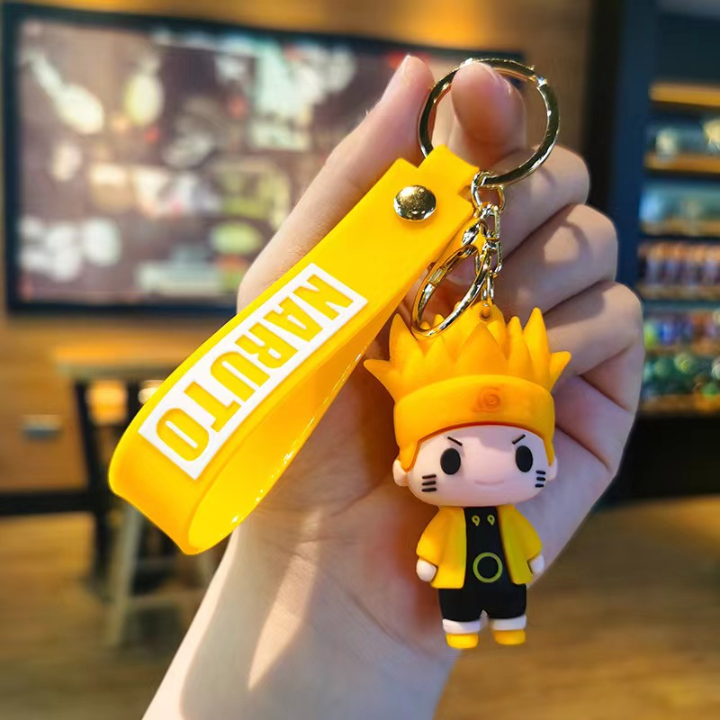 Gantungan Kunci Anime Naruto Lucu Fashion Perhiasan Gambar Kartun PVC Keyring Uzumaki Kakashi Action Figure Untuk Pria Wanita Tas Liontin