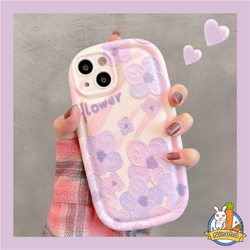 Redmi 12C A1 A1+ 10C 10A 10 9A 9C 9T Redmi Note 11 11s 10 10s 9 9s Pro Xiaomi 11 Lite Poco X3 Pro NFC Lovely Purple Flowers Casing Ponsel Penebalan Bumper Shockproof Pelindung Soft Cover