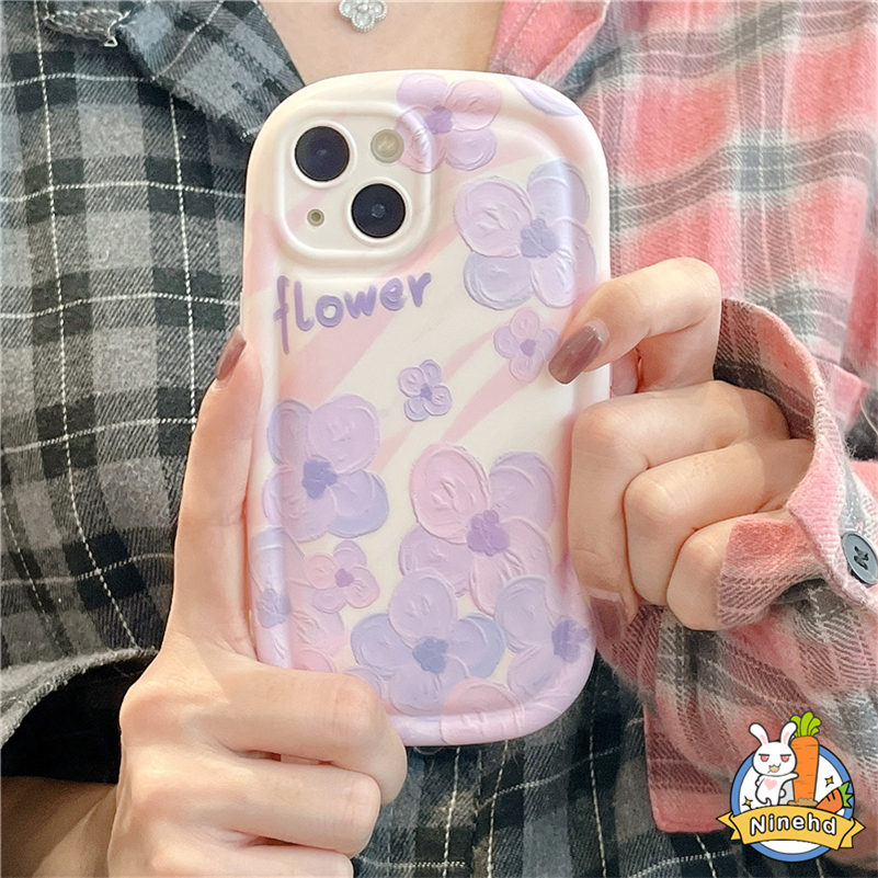 Realme C55 C35 C33 C31 C30 C30s 10c21y C25Y C25 C20 C20A C17 C15 C12 C11 7i 5 5s 5i 6i Lovely Purple Flowers Casing Ponsel Penebalan Shockproof Lukisan Pelindung Lembut TPU Cover