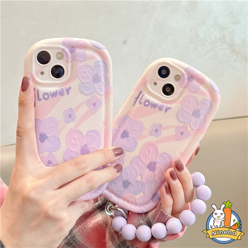 Realme C55 C35 C33 C31 C30 C30s 10c21y C25Y C25 C20 C20A C17 C15 C12 C11 7i 5 5s 5i 6i Lovely Purple Flowers Casing Ponsel Penebalan Shockproof Lukisan Pelindung Lembut TPU Cover