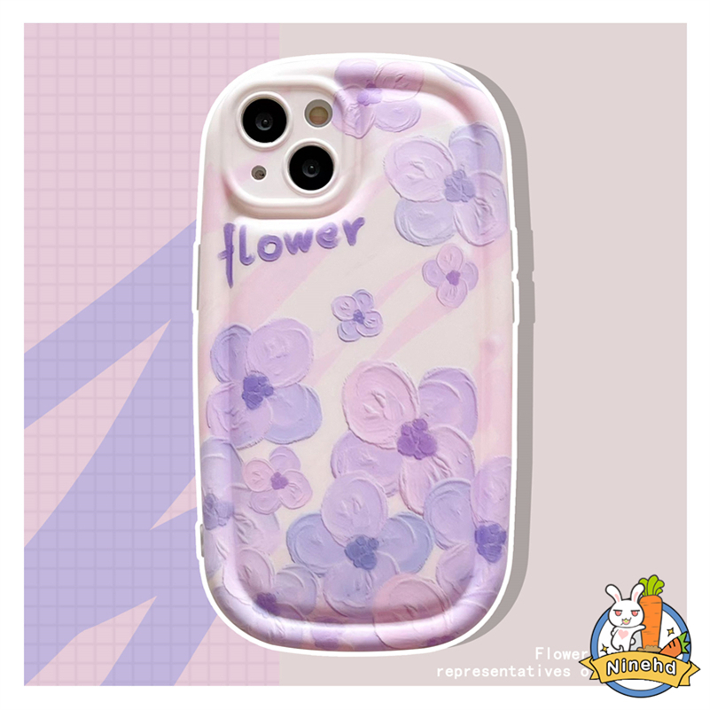 Realme C55 C35 C33 C31 C30 C30s 10c21y C25Y C25 C20 C20A C17 C15 C12 C11 7i 5 5s 5i 6i Lovely Purple Flowers Casing Ponsel Penebalan Shockproof Lukisan Pelindung Lembut TPU Cover