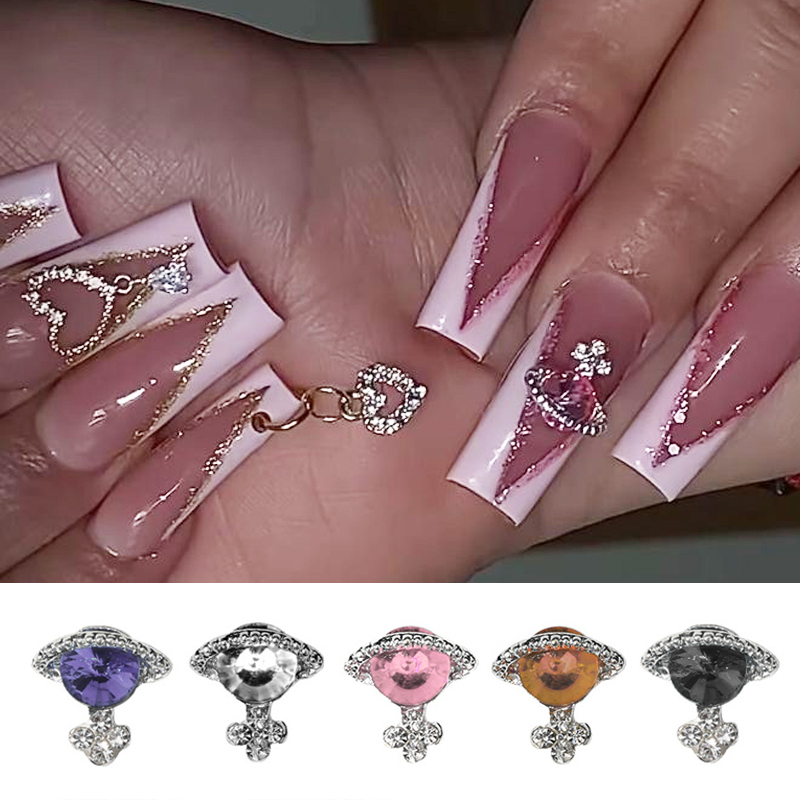 10 Pcs Saturnus Planet Kuku Berlian Imitasi 3D Kuku Pesona Paduan Perhiasan Permata Warna Pink/Putih Biru Hijau Nail Art Manicure Dekorasi