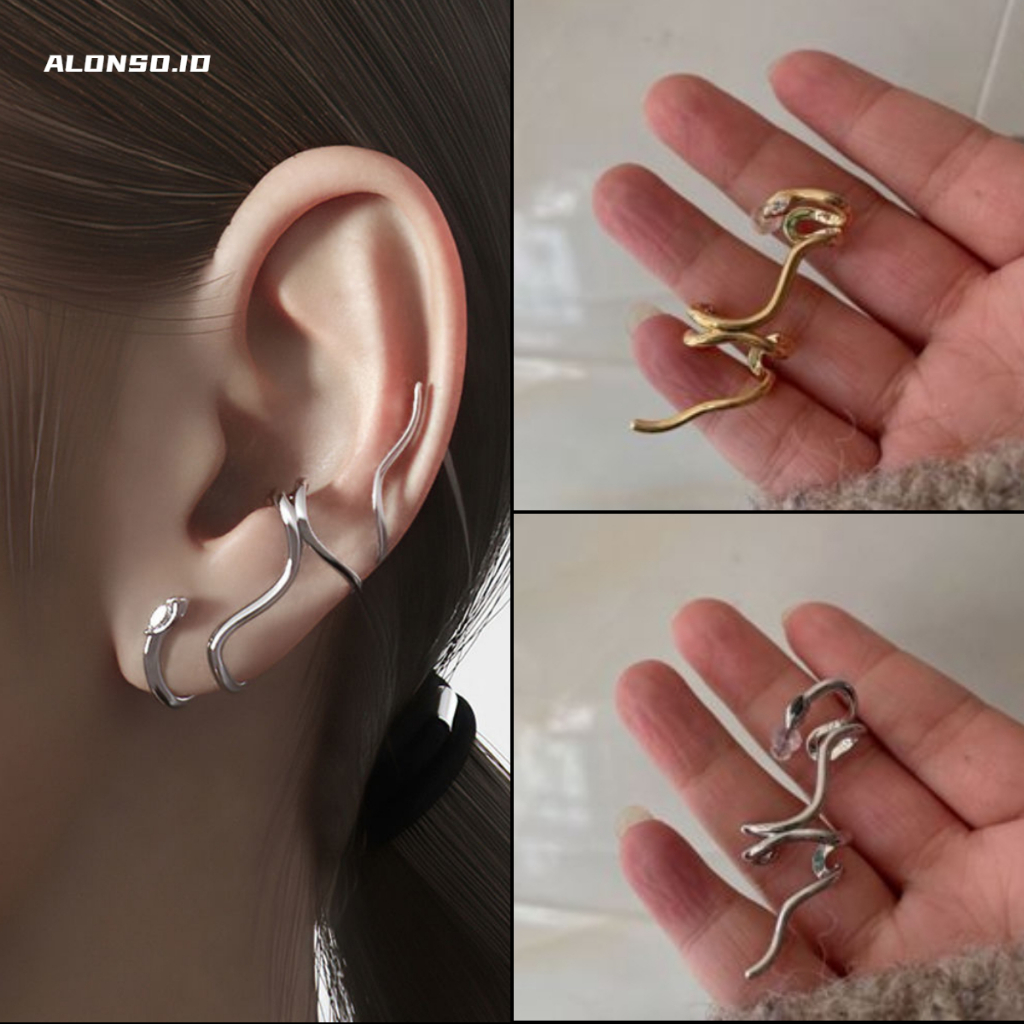 Anting Aksesoris Serpentine Bone Clip Trend Dark Retro