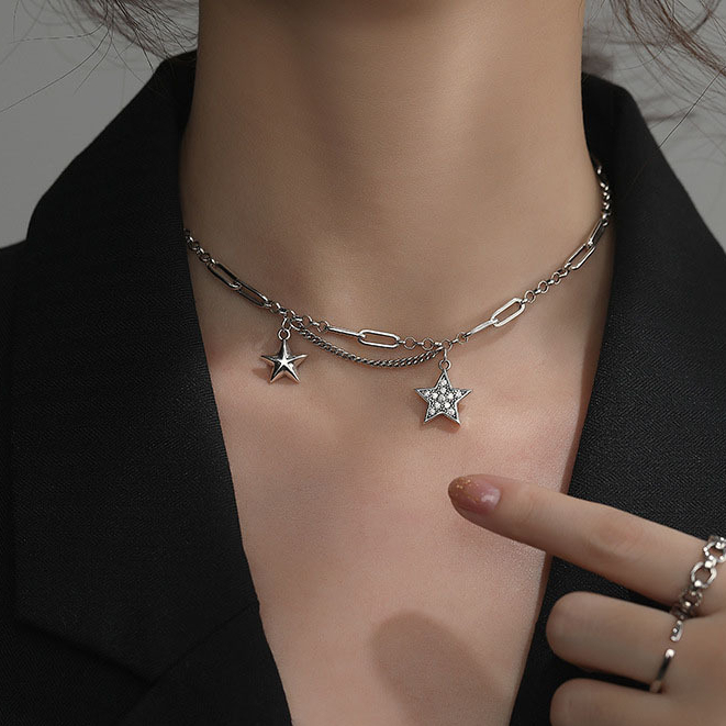 Star Necklace Accessories Trendy Hip Hop Light Luxury Clavicle Chain