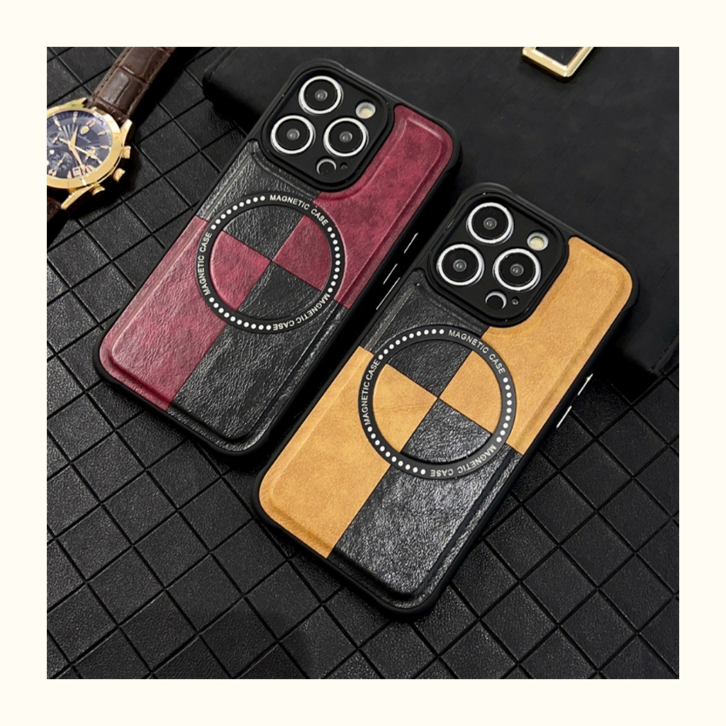 Baru! Duawarna Desain Kulit iPhone soft case Untuk Iphone14 11 12 13 Pro Max Dengan Tepi Persegi Magnetik12 Pro Max Perlindungan Bertulang anti-drop Pelindung case