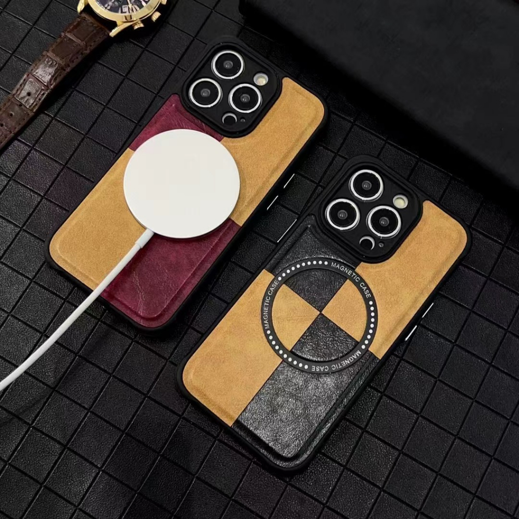 Baru! Duawarna Desain Kulit iPhone soft case Untuk Iphone14 11 12 13 Pro Max Dengan Tepi Persegi Magnetik12 Pro Max Perlindungan Bertulang anti-drop Pelindung case