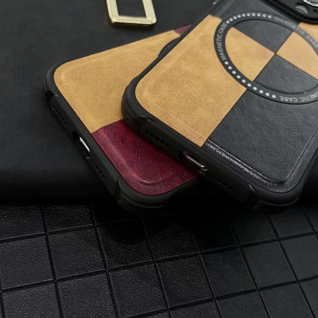 Baru! Duawarna Desain Kulit iPhone soft case Untuk Iphone14 11 12 13 Pro Max Dengan Tepi Persegi Magnetik12 Pro Max Perlindungan Bertulang anti-drop Pelindung case