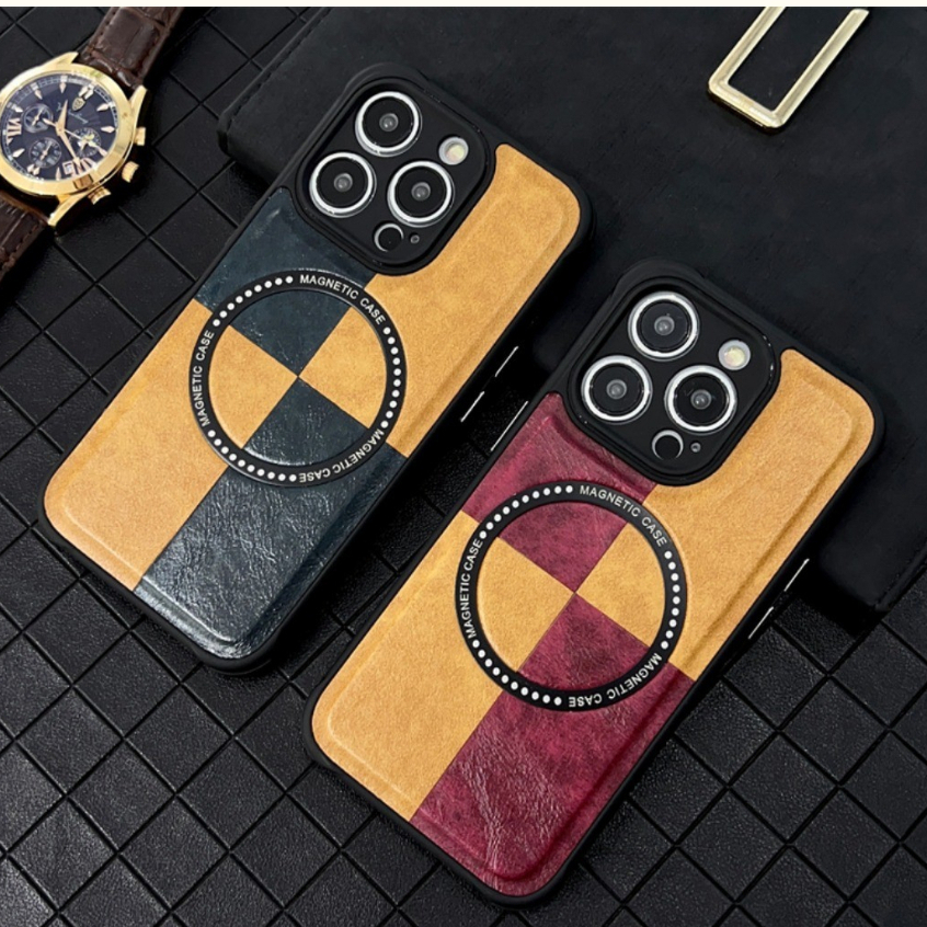 New! Casing Adsorpsi Magsafe Warna Kontras untuk iPhone 11 12 13 14 Pro Max Pelindung Kamera Kulit 13 Pro Max Soft Case dengan Fungsi Anti-jatuh dan Anti-selip