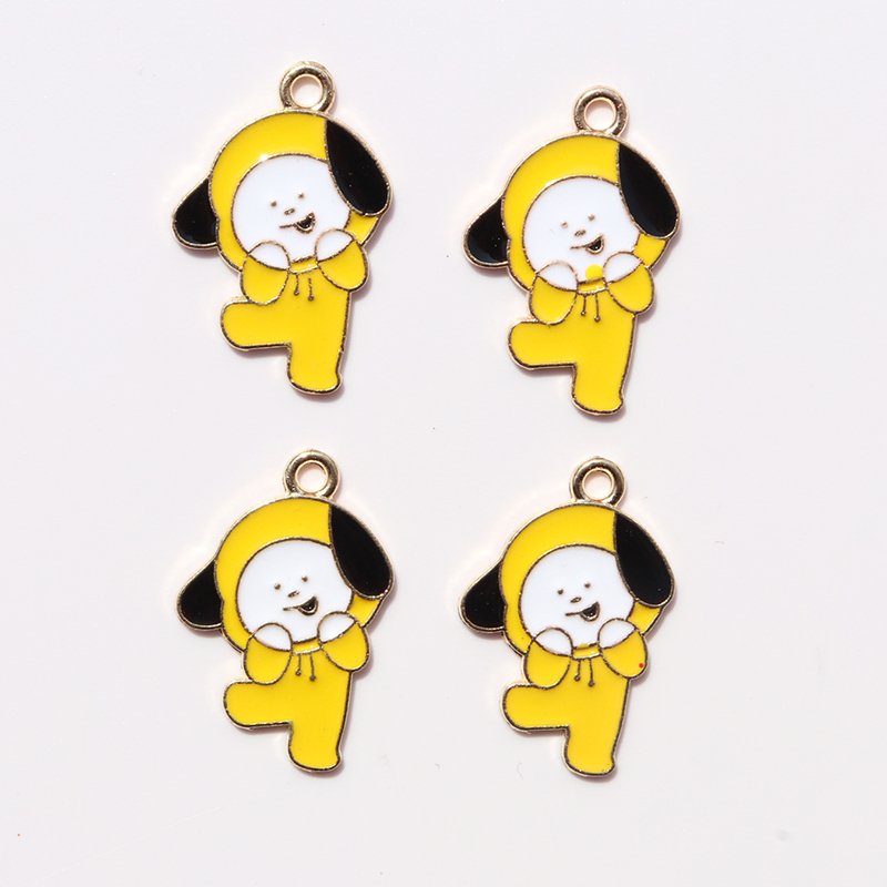 4 Pcs Alloy Tetes Minyak Karakter Kartun Hewan Liontin DIY Pesona Puppy Kalung Anting Liontin