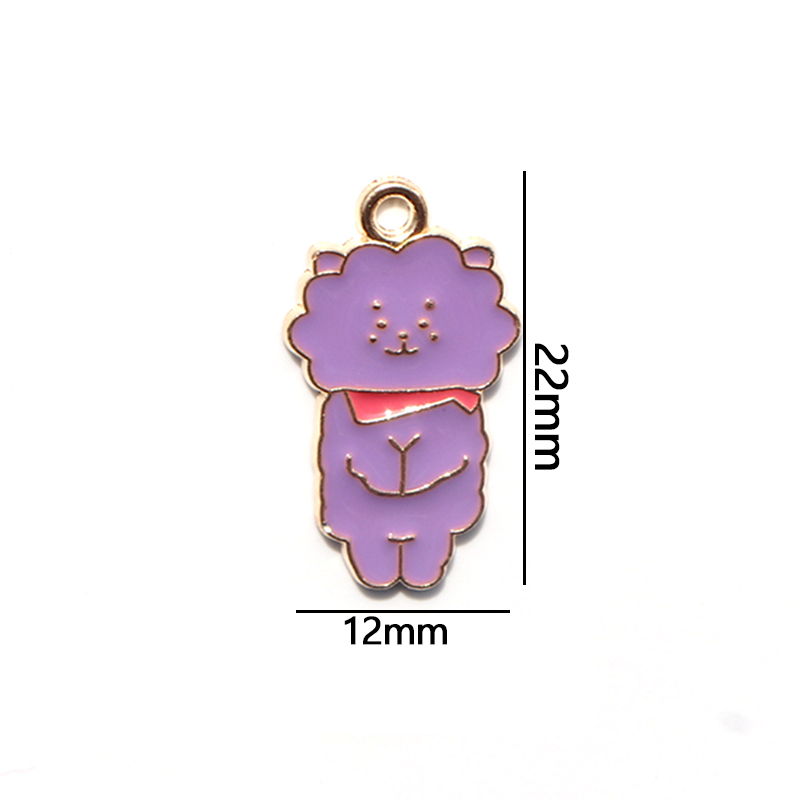 Diy Membuat Perhiasan Kalung Liontin 4 Pcs Warna-Warni Paduan Menjatuhkan Minyak Kartun Hewan Anjing Liontin