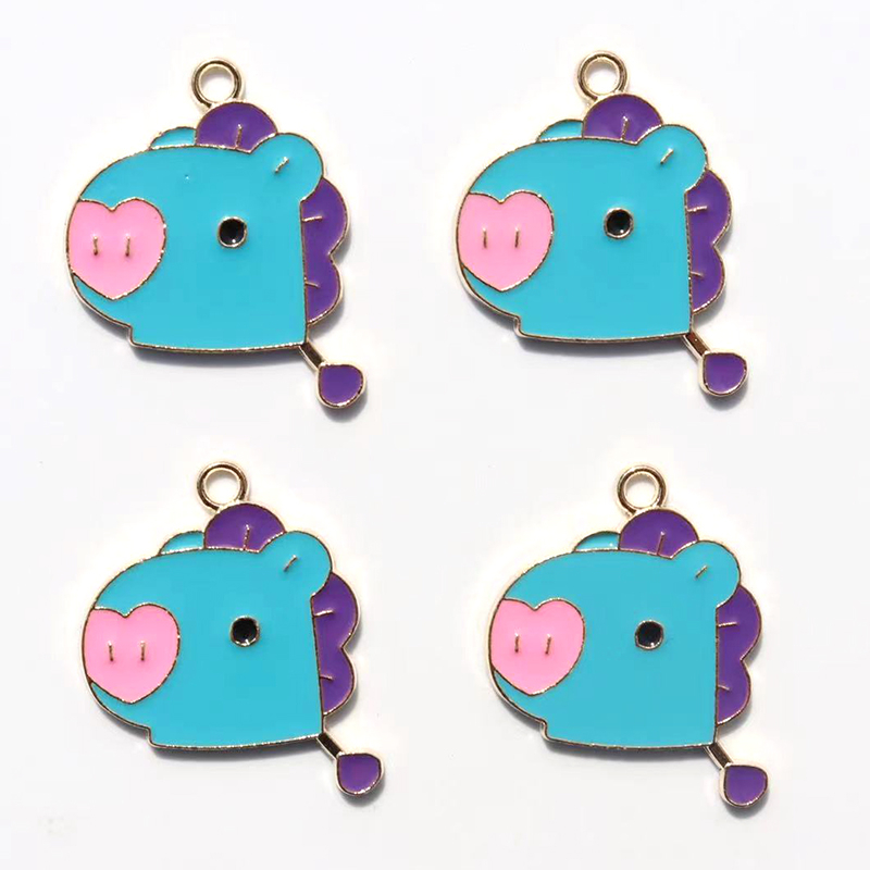 4 Pcs Diy Kalung Anting Perhiasan Aksesoris Warna-Warni Menjatuhkan Minyak Paduan Kuda Poni Lucu Pesona Liontin Enamel