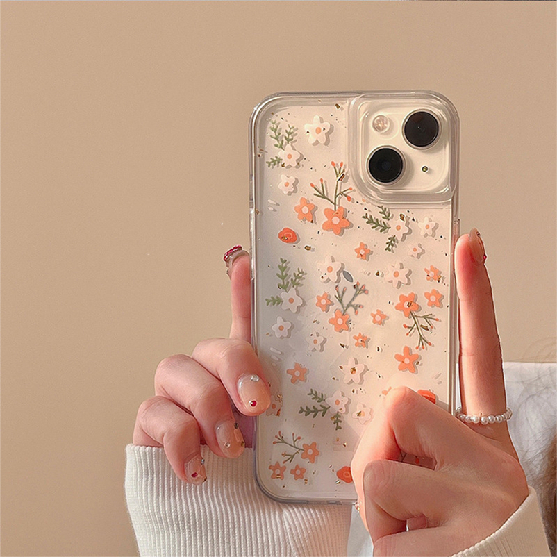 Soft Case Silikon TPU Motif Bunga Biru Compatible for iPhone 14 13 12 11 Pro Max Xs Max X Xr iPhone 7 8 6 6s Plus SE 2020 Blue Floral Flower All-Inclusive Lens Protection Phone Case Anti-Drop Camera Protect Soft Silicone Case
