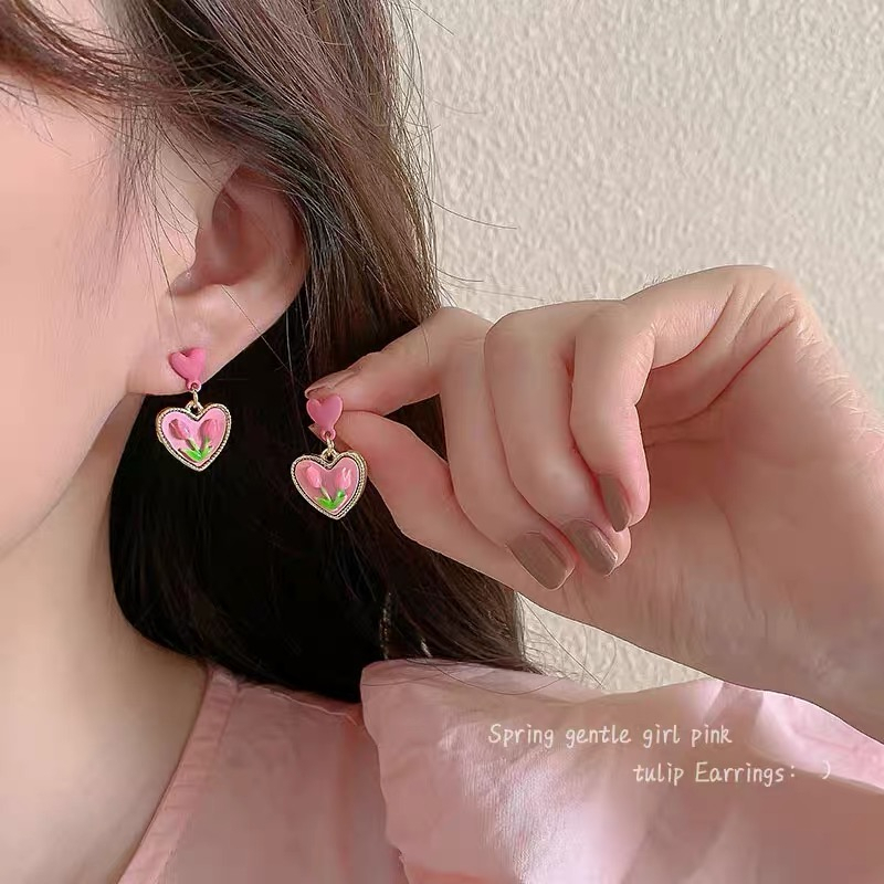 Anting Kepala Penutup Klip Telinga Pink Anting Lucu