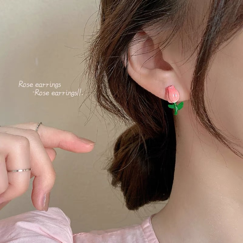 Anting Kepala Penutup Klip Telinga Pink Anting Lucu