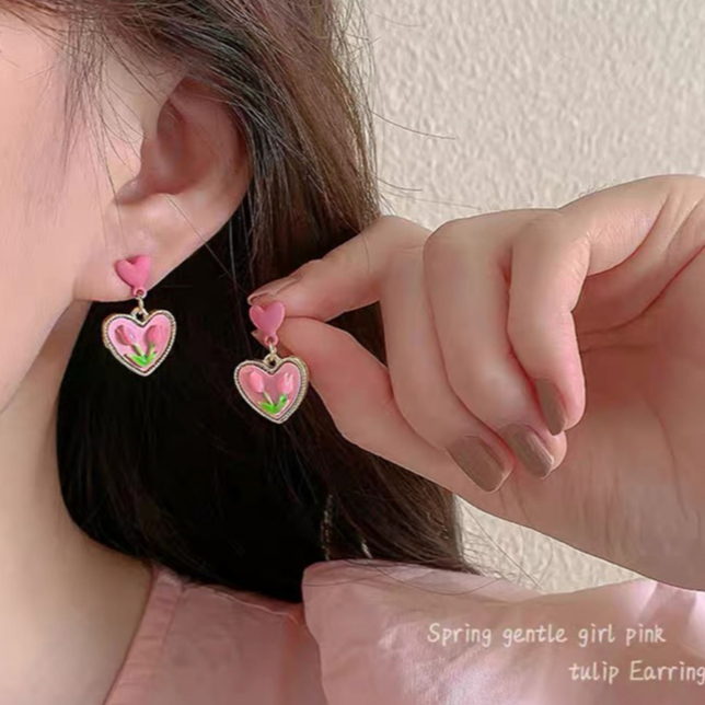 Anting Kepala Penutup Klip Telinga Pink Anting Lucu