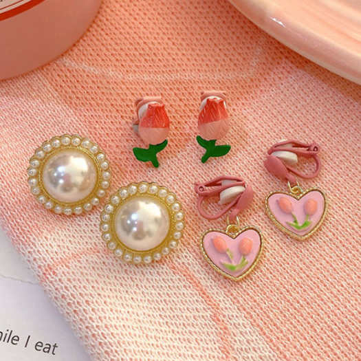 Anting Kepala Penutup Klip Telinga Pink Anting Lucu