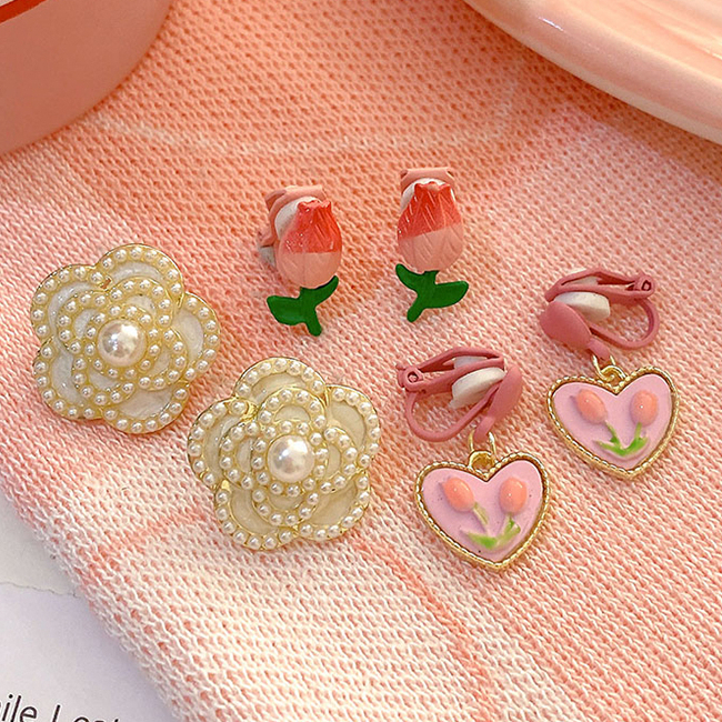 Anting Kepala Penutup Klip Telinga Pink Anting Lucu