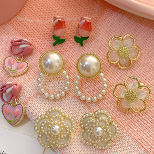 Anting Kepala Penutup Klip Telinga Pink Anting Lucu