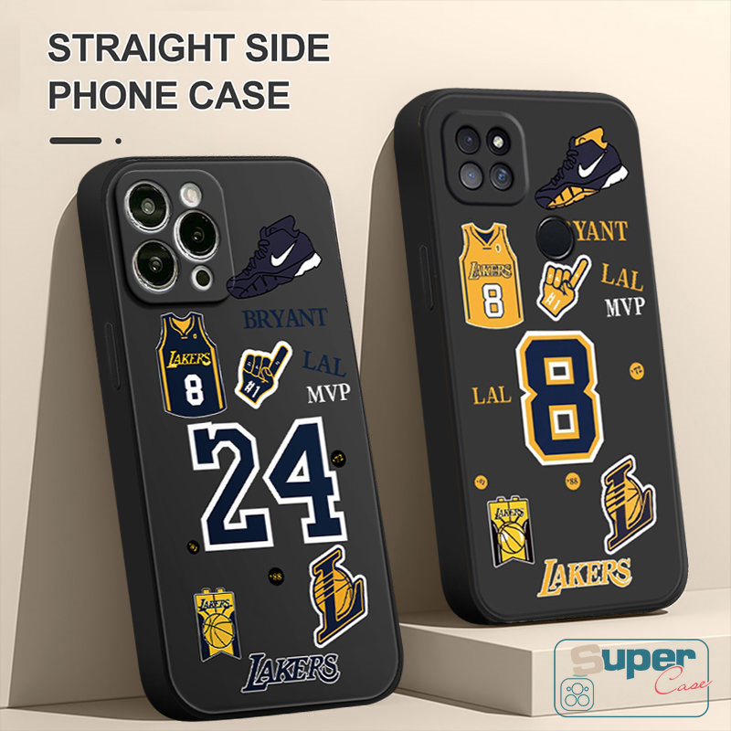 N.b.a Jersey Straight Cube Case Oppo A76 A17 A12 A78 A55 A57 Reno 8T 8 7 A54 A15 A95 A16 A74 A7 A5S A3S A35 A15S A9 A94 A52 A5 A35 Reno 65f 4F 54 A92 A53 Lakers Soft Case Kobe