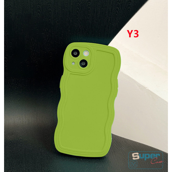 Casing Ponsel Warna Solid Sederhana Mewah Baru Kompatibel Untuk iPhone 7Plus XR 11 13 12 14 Pro MAX X XS Max7 8 Plus Warna Permen Bergelombang Tepi Shockproof Pelindung Kamera Back Cover
