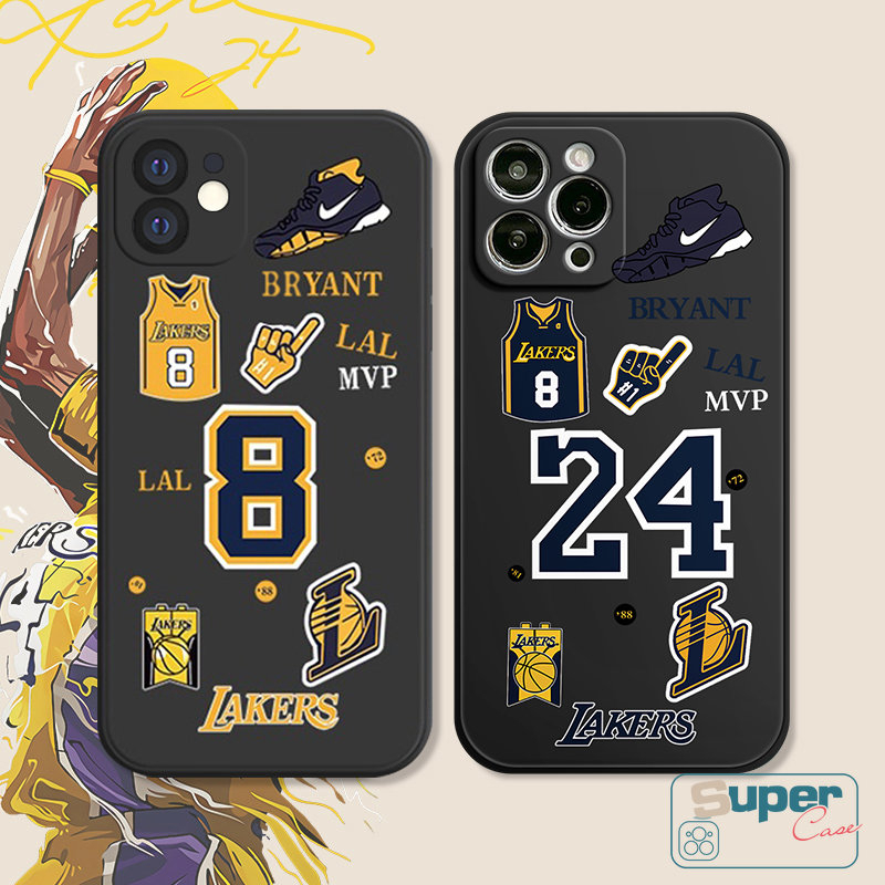 Fashion N.B.A Casing Ponsel Kompatibel Untuk iPhone 7Plus 14 13 11 12 Pro Max XR XS Max X 6S 7 8 6 Plus SE 2020 Kobe Lakers Lembut Tpu Tepi Lurus Silicon Shockproof Back Full Cover