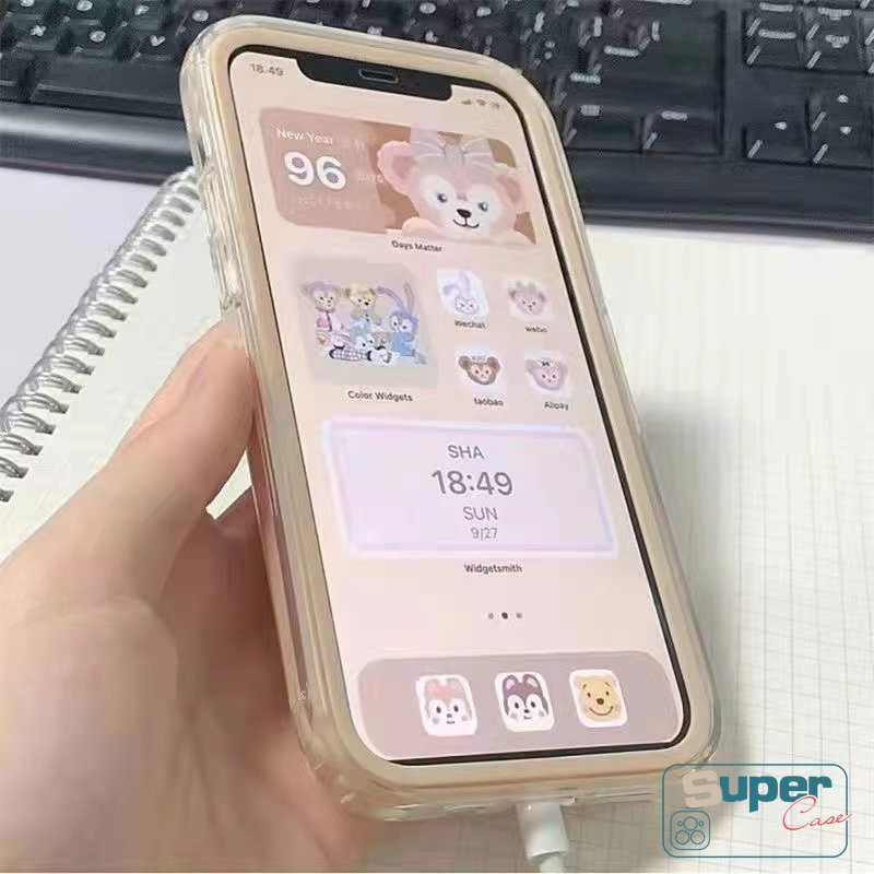 Casing 3in1 Permen Macaron Warna Mewah Kompatibel Untuk iPhone XR 11 8Plus 7Plus 13 12 11 14 Pro Max7 8 14 Plus X XS Max SE 2020 Soft Tpu Transparan Shokcproof Bumper Cover