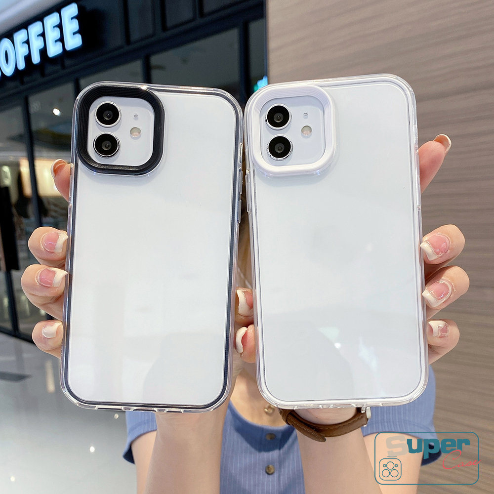 Casing 3in1 Permen Macaron Warna Mewah Kompatibel Untuk iPhone XR 11 8Plus 7Plus 13 12 11 14 Pro Max7 8 14 Plus X XS Max SE 2020 Soft Tpu Transparan Shokcproof Bumper Cover