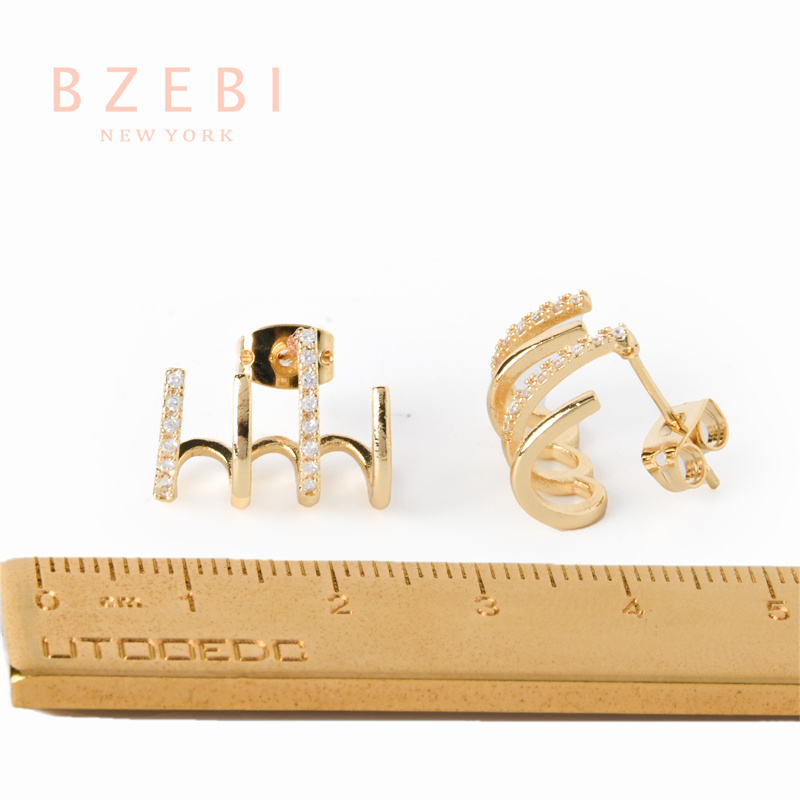 BZEBI 18k Anting Emas Berlian Anti Karat Korean Style Aksesoris Fashion Wanita Aksesoris Harian Perhiasan Premium Hadiah Ultah Dengan Box Exclusive 1174e