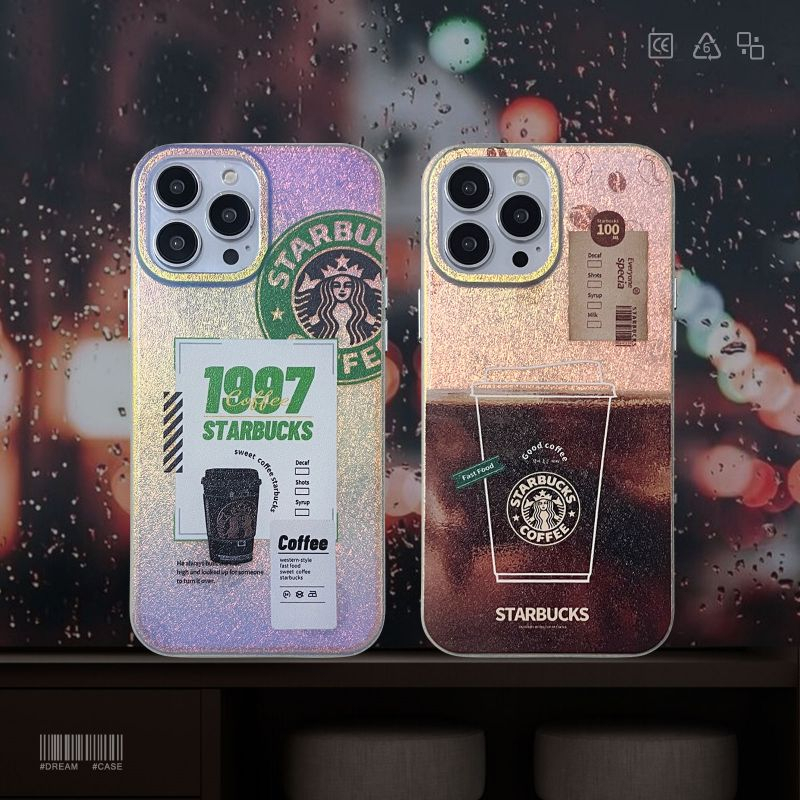 Mode Baru! Casing Starbucks Bertekstur Sutra Warna-Warni IPHONE 14 Pro Max 13 Pro Max 12 Pro Max11 Case