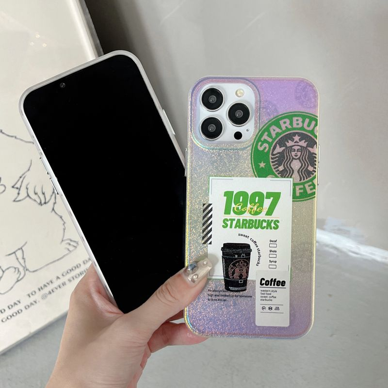 Mode Baru! Casing Starbucks Bertekstur Sutra Warna-Warni IPHONE 14 Pro Max 13 Pro Max 12 Pro Max11 Case