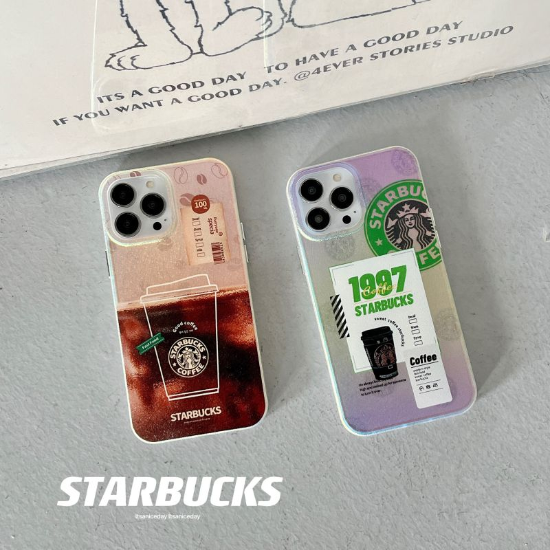 Mode Baru! Casing Starbucks Bertekstur Sutra Warna-Warni IPHONE 14 Pro Max 13 Pro Max 12 Pro Max11 Case