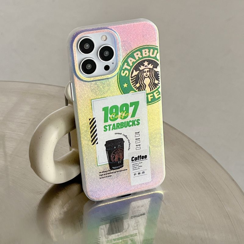 Mode Baru! Casing Starbucks Bertekstur Sutra Warna-Warni IPHONE 14 Pro Max 13 Pro Max 12 Pro Max11 Case