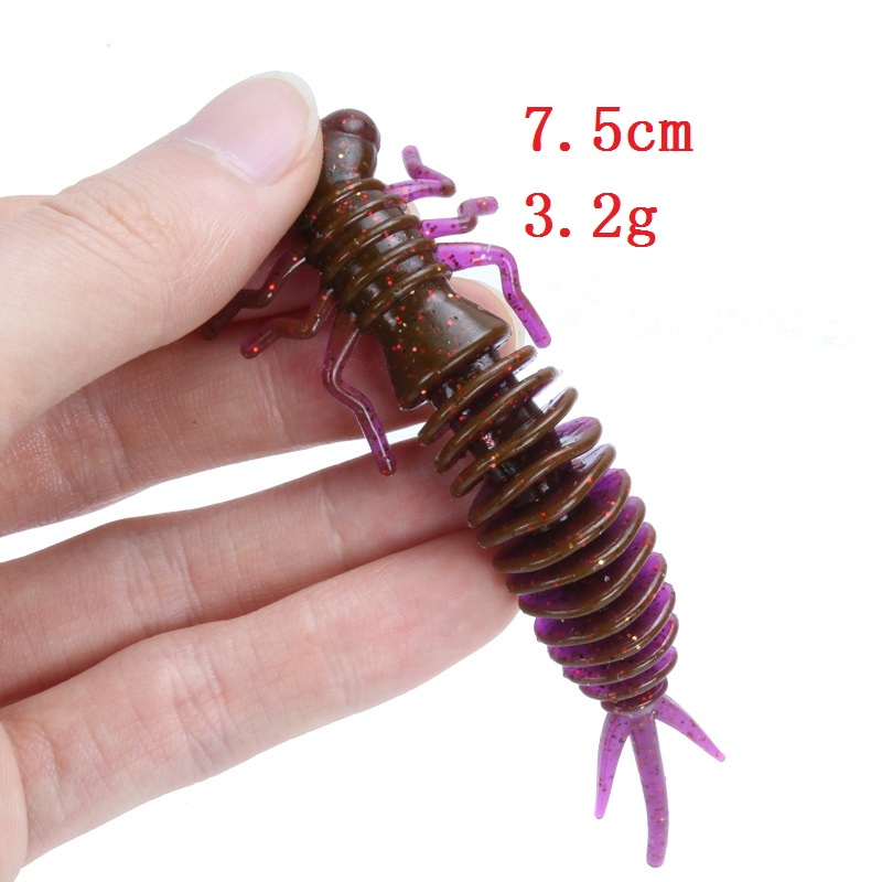 5pcs Soft Fishing Lure 7.5cm 3.2g Softworm Umpan Swimbait Bass Jigging Wobblers Outdoor Fishing Hook Tackle