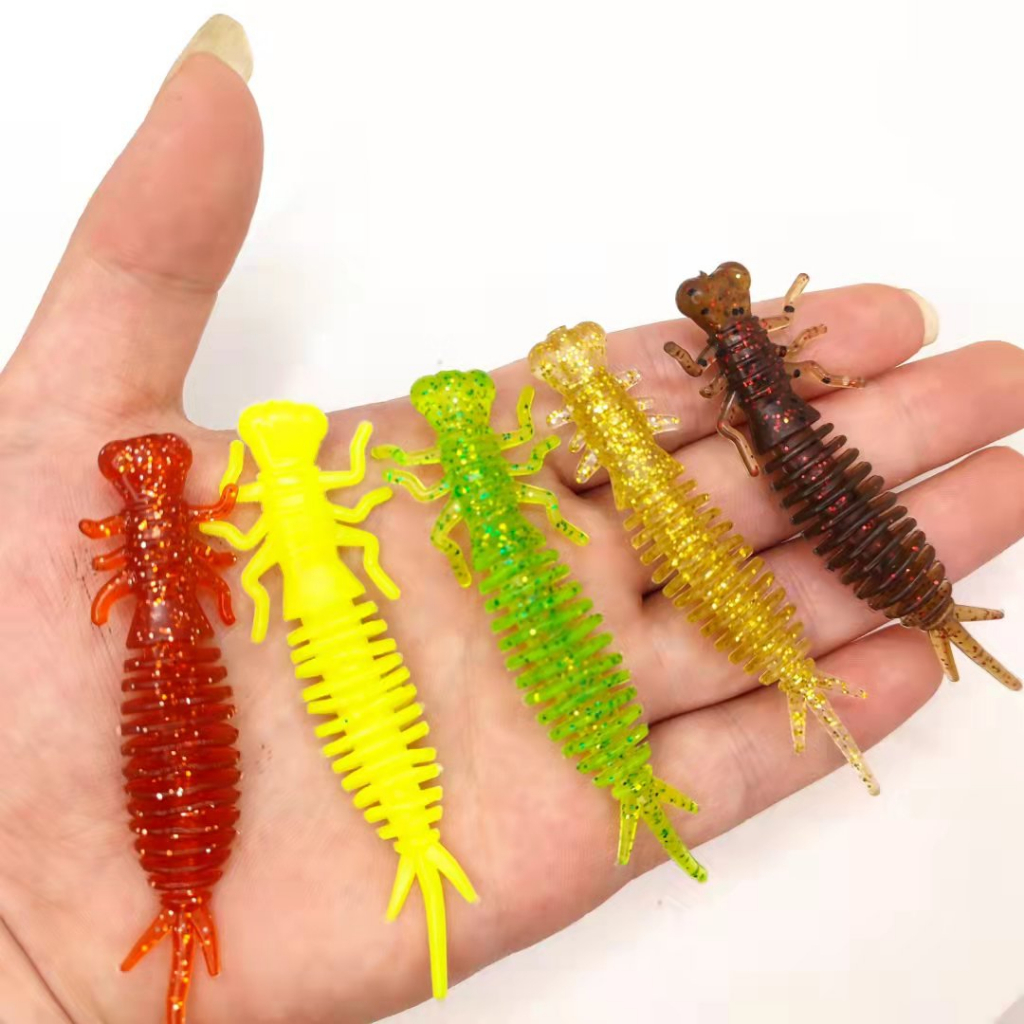 5pcs Soft Fishing Lure 7.5cm 3.2g Softworm Umpan Swimbait Bass Jigging Wobblers Outdoor Fishing Hook Tackle