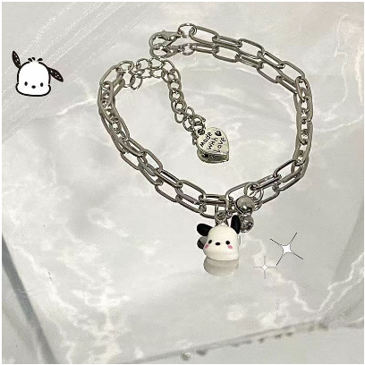 【COD】Gelang Lonceng Sanrio Indah Pochacco Bell Gelang Pasangan Teman Siswa Hadiah Gelang Yang Dapat Disesuaikan