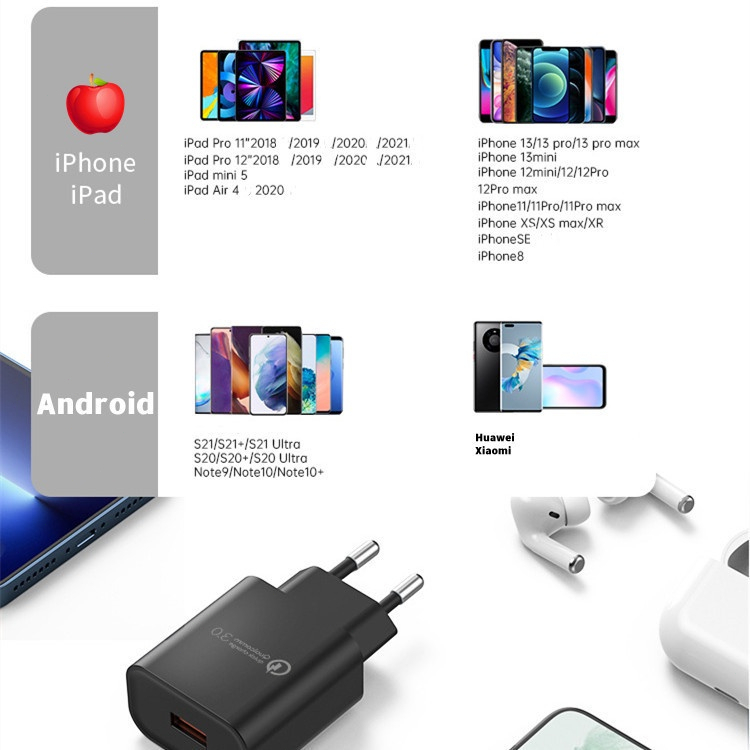 Kepala Charger Wireless 18W QC3.0 Fast Charging 9V / 2A 5V3A Dengan Port USB