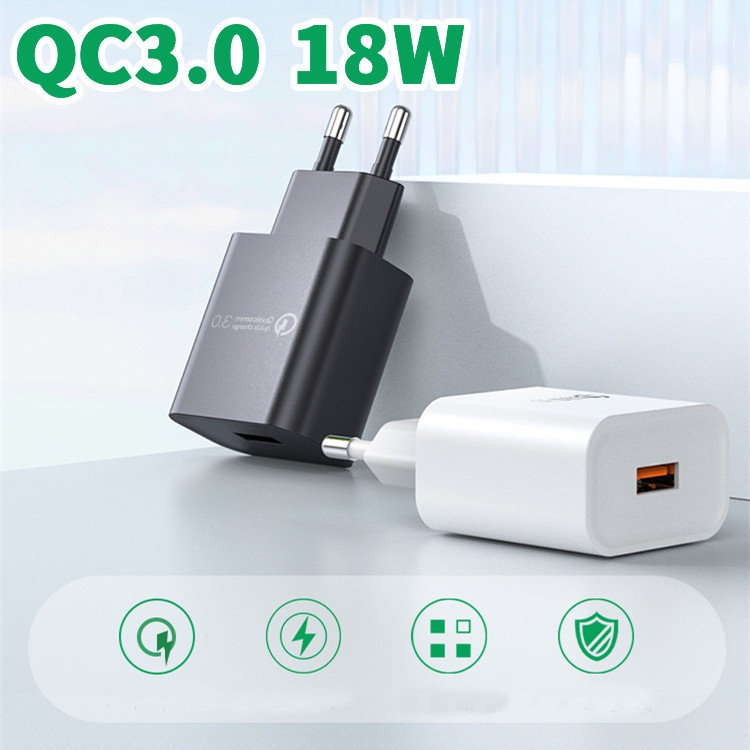 Kepala Charger Wireless 18W QC3.0 Fast Charging 9V / 2A 5V3A Dengan Port USB