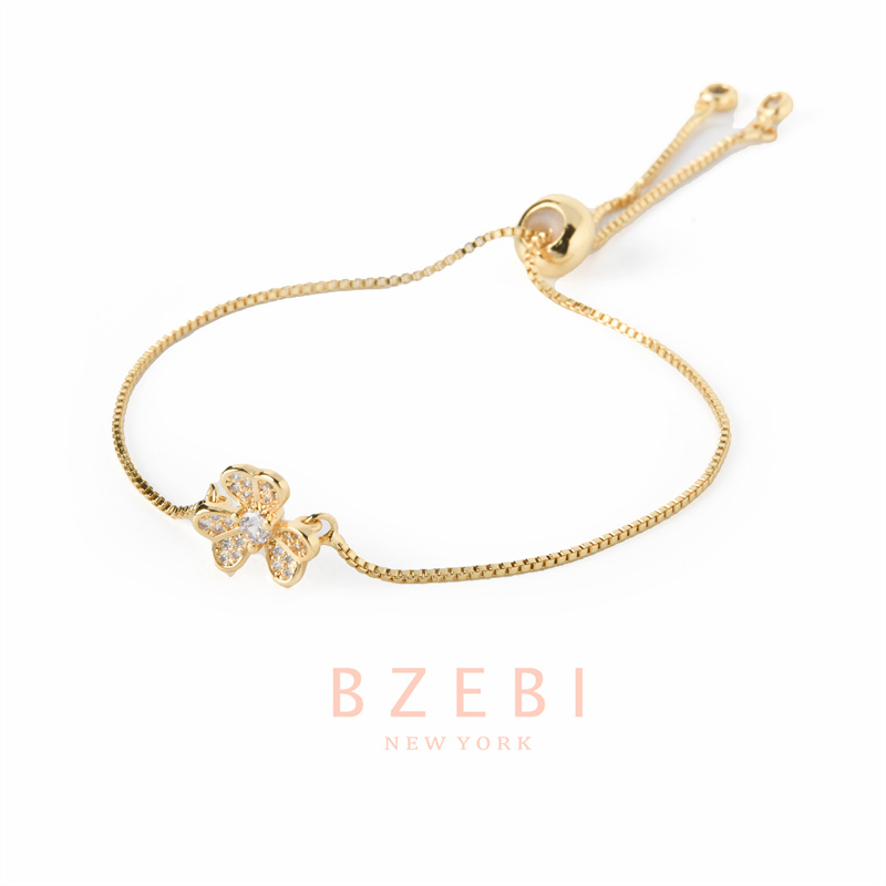 Bzebi 18k Gold Titanium Steel Bangle with Diamond, Anti Karat, Perhiasan Premium, Aksesoris Fashion Wanita, Perhiasan Gaya Korea, Hadiah Ulang Tahun Dengan Box Eksklusif 1183b