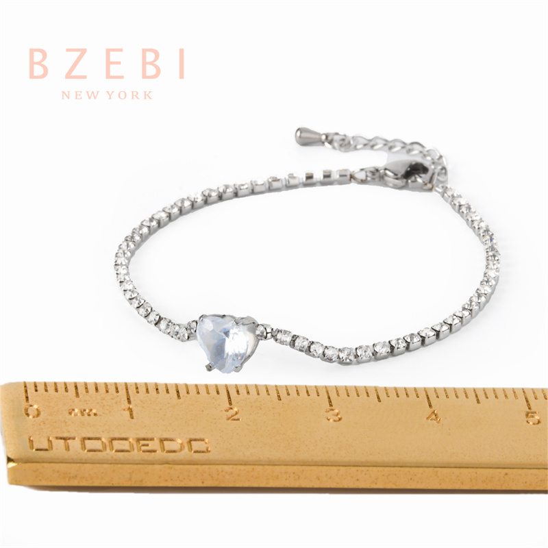 Bzebi 18k Gold Titanium Steel Bangle with Diamond, Anti Karat, Perhiasan Premium, Aksesoris Fashion Wanita, Perhiasan Gaya Korea, Hadiah Ulang Tahun Dengan Box Eksklusif 1185b