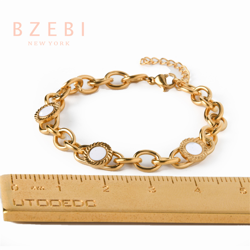 Bzebi 18k Gold Titanium Steel Bangle with Diamond, Anti Karat, Perhiasan Premium, Aksesoris Fashion Wanita, Perhiasan Gaya Korea, Hadiah Ulang Tahun Dengan Box Eksklusif 1184b