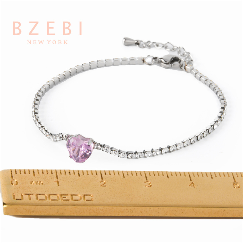 Bzebi 18k Gold Titanium Steel Bangle with Diamond, Anti Karat, Perhiasan Premium, Aksesoris Fashion Wanita, Perhiasan Gaya Korea, Hadiah Ulang Tahun Dengan Box Eksklusif 1185b