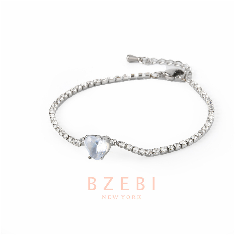 Bzebi 18k Gold Titanium Steel Bangle with Diamond, Anti Karat, Perhiasan Premium, Aksesoris Fashion Wanita, Perhiasan Gaya Korea, Hadiah Ulang Tahun Dengan Box Eksklusif 1185b